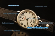 Chopard L.U.C Asia 6498 Manual Winding Steel Case with White Dial and Black Leather Strap