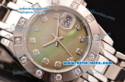 Rolex Datejust Lady Pearlmaster 2813 Automatic Steel Case with Diamond Markers Grey Mop Dial and Stainless Steel Strap ETA Coating