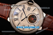 Cartier Ballon Bleu De Tourbillon Asia Automatic Steel Case with White Dial and Roman Numeral Markers - Diamonds Bezel