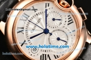 Cartier Ballon Bleu De Medium Chrono Miyota Quartz Rose Gold Case with White Dial and Roman Numeral Markers