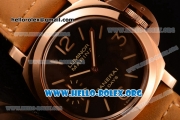 Panerai Luminor Marina 8 Days Asia Automatic Rose Gold Case with Black Dial and Brown Leather Strap PAM00511