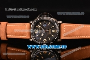 Panerai Luminor GMT PAM 029 B Asia Automatic PVD Case with Black Dial Brwon Leather Strap with Stick/Arabic Numeral Markers