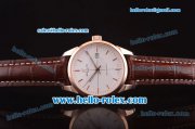 Breitling Transocean Asia 2892 Automatic Rose Gold Case with White Dial and Brown Leather Strap