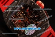 Richard Mille RM 11-02 Swiss Valjoux 7750 Automatic Carbon Fiber Case with Skeleton Dial and Red Rubber Strap