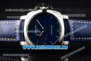 Panerai Luminor GMT PAM437 Asia ST25 Automatic Steel Case with Blue Dial and Blue Leather Strap Arabic Numeral Markers Panerai Luminor GMT PAM437 Asia ST25 Automatic Steel Case with Blue Dial and Blue Leather Strap Arabic Numeral Markers