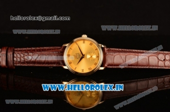 Omega De Ville Co-Axial Swiss ETA 2824 Automatic Yellow Gold Case with Gold Dial and Brown Leather Strap