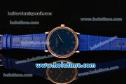 Patek Philippe Calatrava Miyota OS2035 Quartz Rose Gold Case with Blue Dial and Arabic Numeral Markers