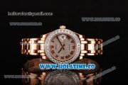 Rolex Datejust Pearlmaster Asia 2813 Automatic Rose Gold Case/Bracelet with Diamonds Bezel Roman Numeral Markers and Diamonds Dial (BP)