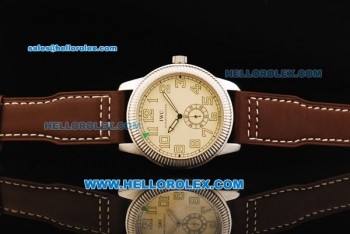 IWC Pilot's Watch Asia Manual Winding Movement Steel Case with Beige Dial and Brown Leather Strap