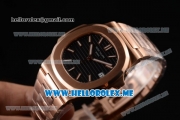 Patek Philippe Nautilus Miyota 9015 Automatic 18K Rose Gold Case/Bracelet with Black Dial and Stick Markers (BP)