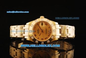 Rolex Datejust Automatic Movement Full Gold with Gold Dial and Diamond Bezel-ETA Coating Case