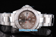 Rolex Yacht-Master Oyster Perpetual Chronometer Automatic with Chocolate Brown Dial,White Bezel and White Round Bearl Marking-Small Calendar