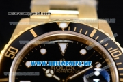 Rolex Submariner Clone Rolex 3135 Automatic Yellow Gold Case/Bracelet with Black Dial and Dot Markers (BP)