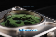 Bell & Ross BR 01-94 Automatic Movement with Silver Case and Green skeleton Dial-Black Leather Strap