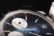 Rolex Daytona Swiss Valjoux 7750 Chronograph Movement Silver Case with Black Dial and White Subdials-Silver Stick Marker