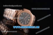 Patek Philippe Nautilus Miyota 9015 Automatic 18K Rose Gold Case/Bracelet with Black Dial and Stick Markers (BP)