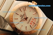 Omega Constellation Swiss ETA Quartz Movement Rose Gold Bezel with Opalescent Dial and Rose Gold Stick Markers - Lady Model