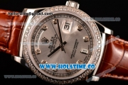 Rolex Day-Date Asia Automatic Steel Case with Diamonds Markers Silver Dial and Diamonds Bezel (BP)