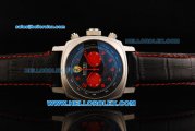 Ferrari Chronograph Miyota Quartz Movement Steel Case with Red Arabic Numerals and Black Leather Strap