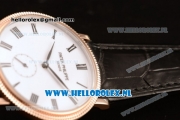 Patek Philippe Calatrava Small Seconds Miyota 9015 Automatic Rose Gold Case with White Dial Roman Numberal Markers and Black Genuine Leather Strap (GF)