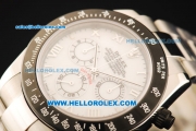 Rolex Daytona Chronograph Swiss Valjoux 7750 Automatic Movement White Dial with PVD Bezel and Steel Strap