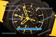 Hublot King Power Chrono Swiss Valjoux 7750 Automatic PVD Case with Black Dial and Yellow Stick Markers