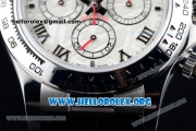 Rolex Daytona Chrono Clone Rolex 4130 Automatic Steel Case with White Dial and Black Leather Strap (EF)