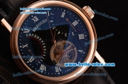 Breguet Classique Tourbillon Asia ST28 Automatic Rose Gold Case with Black Leather Strap and Black Dial