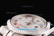 Rolex Datejust II Oyster Perpetual Automatic Movement White waviness Dial with Black Rome Numeral Marker and SS Strap