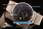 IWC Portugieser Asia 2813 Automatic Full Steel with Black Carbon Fiber Dial and Silver Arabic Numeral Markers