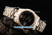 Rolex Datejust Oyster Perpetual Automatic Movement Full Steel with Black Dial and Roman Numeral Markers