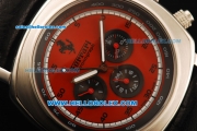 Ferrari Chronograph Automatic Movement Steel Case with Red Dial and Black Leather Strap