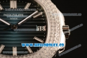 Patek Philippe Nautilus Miyota 9015 Automatic Diamonds/Steel Case with Blue Dial and Stick Markers (AAAF)