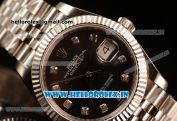 Rolex Datejust 37mm Swiss ETA 2836 Automatic Steel Case with Jubilee Steel Bezel Black Mop Dial Diamonds Steel Bracelet