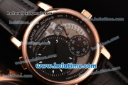 A.Lange&Sohne Grand Lange 1 “Lumen” Asia Automatic Rose Gold Case with Black Leather Bracelet and Black Dial