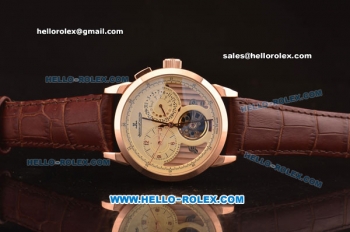 Jaeger-LECoultre Grande Complication Tourbillon Asia ST23 Automatic Rose Gold Case with Beige Dial and Brown Leather Strap