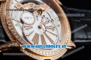 Audemars Piguet Millenary Miyota 9015 Automatic Rose Gold Case White Dial With Roman Numeral Markers Black Leather Strap