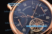 Breguet Classique Tourbillon Asia ST28 Automatic Rose Gold Case with Black Leather Strap and Black Dial