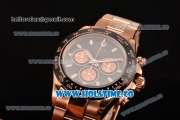 Rolex Daytona Chrono Swiss Valjoux 7750 Automatic Rose Gold Case with Ceramic Bezel Black Dial and Stick Markers (BP)