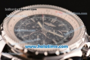 Breitling Bentley Small Date Automatic Movement Silver Case with Black Dial and Honeycomb Bezel-SS Strap