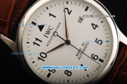 IWC Schaffhausen Mark XV Automatic Movement Steel Case with White Dial and Brown Leather Strap