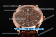 Patek Philippe Grand Complications Perpetual Calendar Miyota Quartz Rose Gold Case with Brown Dial and White Roman Numeral Markers