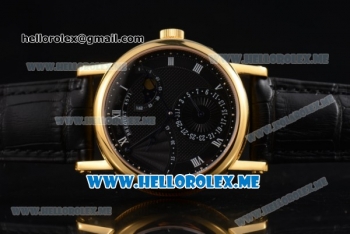 Breguet Classique Power Reserve Sea-Gull ST2153 Automatic Yellow Gold Case with Black Dial and Black Leather Strap Roman Numeral Markers