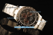 Rolex Daytona Chronograph Swiss Valjoux 7750 Automatic Movement Steel Case with Chocolate Dial and Black Bezel-Steel Strap