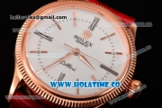 Rolex Cellini Time Asia 2813 Automatic Rose Gold Case with White Dial Red Leather Strap and Stick/Roman Numeral Markers