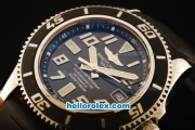 Breitling SuperOcean Swiss ETA 2836 Automatic Steel Case with Black Dial and Stick Markers- Black Rubber Strap