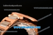 Cartier Rotonde De Miyota Quartz Rose Gold Case/Bracelet with Brown Dial and Diamonds Bezel