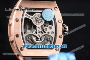 Richard Mille RM 51-01 Tourbillon Tiger and Dragon Asia Manual Winding Rose Gold Case with Seleton Dial and Dot Markers Black Rubber Strap