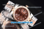 Rolex Datejust Clone Rolex 3135 Automatic Two Tone Case/Bracelet with Rose Gold Dial and Stick Markers (BP)