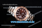 Rolex Yacht-Master 40 Swiss ETA 2836 Automatic Two Tone Case/Bracelet with Brown Dial and Dot Markers (BP)